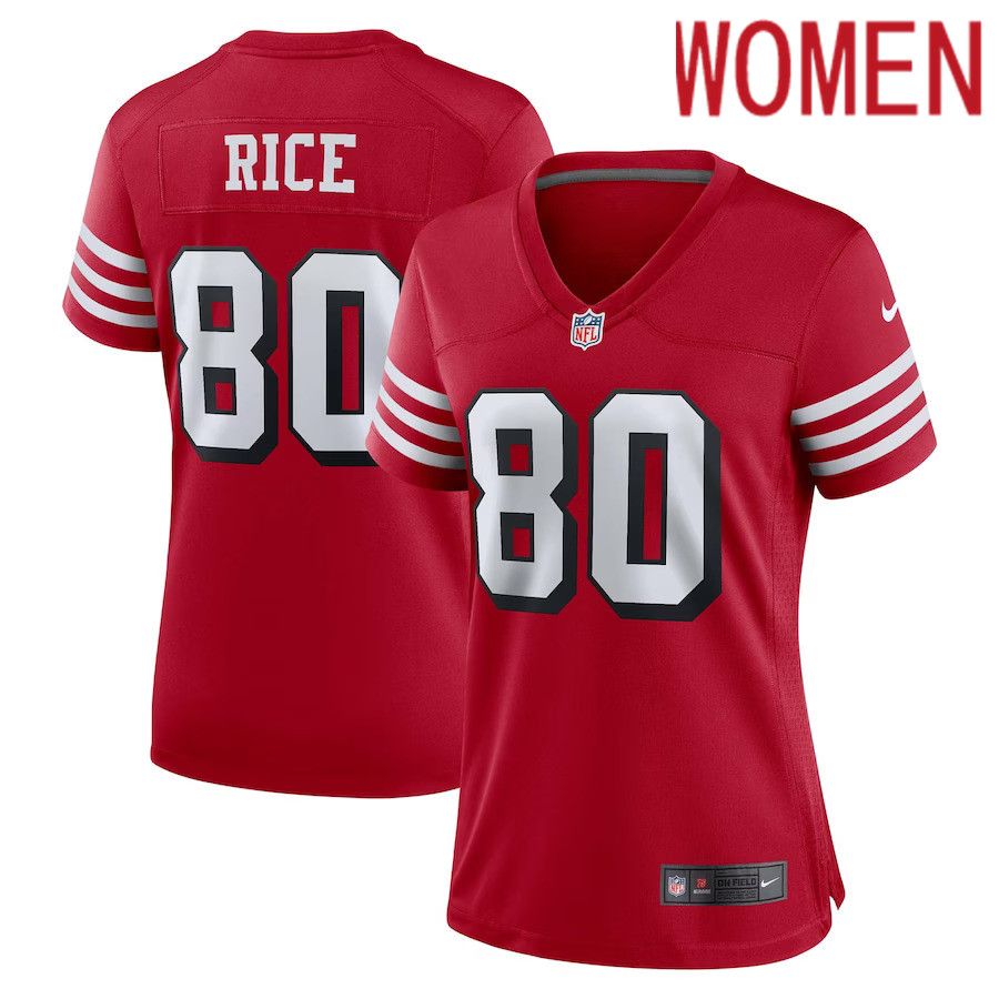 Women San Francisco 49ers #80 Jerry Rice Nike Scarlet Alternate Game NFL Jersey